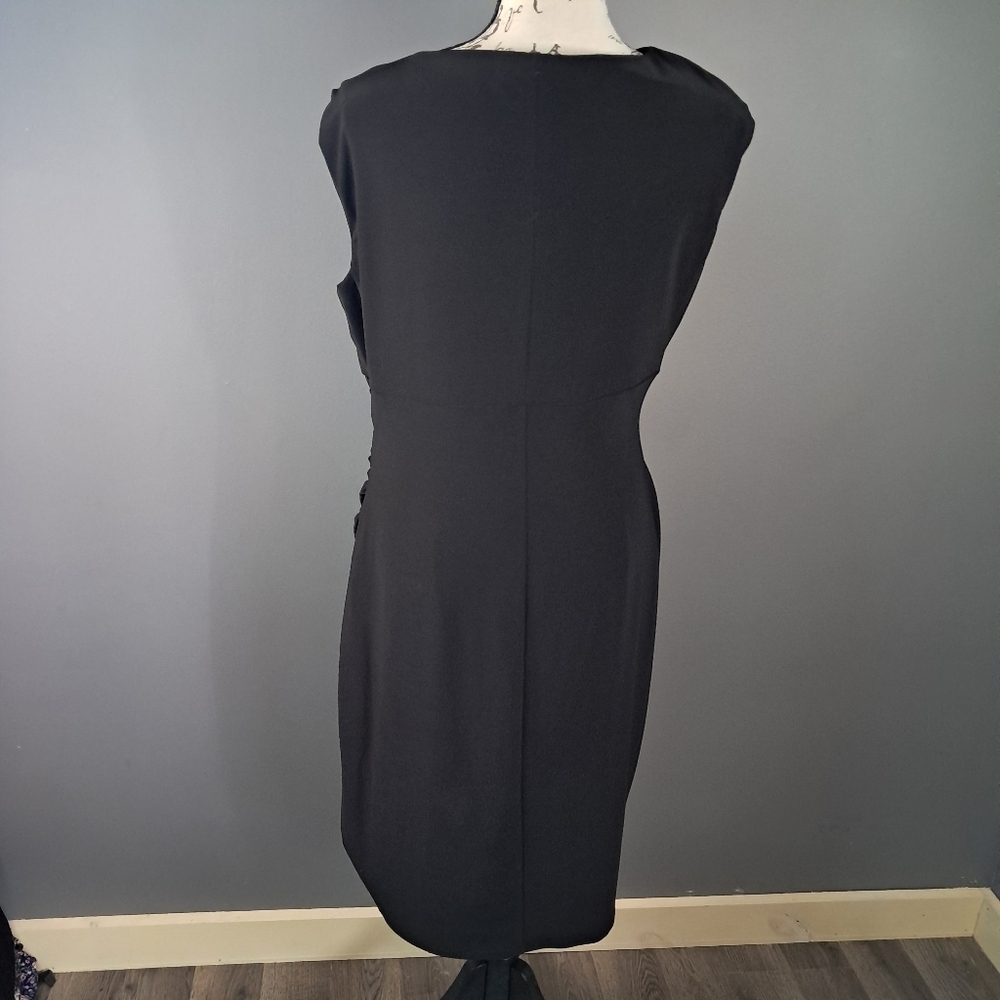 Ralph Lauren Women's Black Ruched Cap Sleeve Asymmetrical Dress Size 10 - Picture 2 of 7